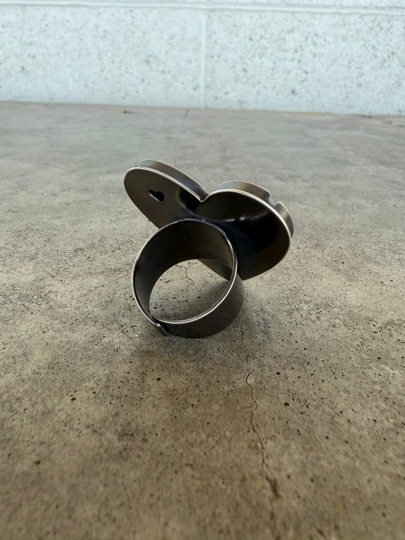 large red enamel heart ring