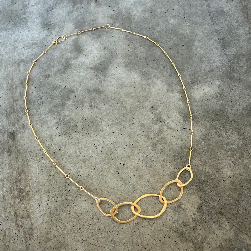 multi interlocking rough cut necklace