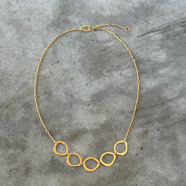 small 5 rough cut two tone necklace-vermeil