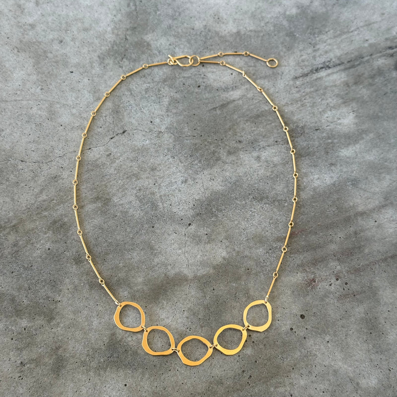small 5 rough cut two tone necklace-vermeil