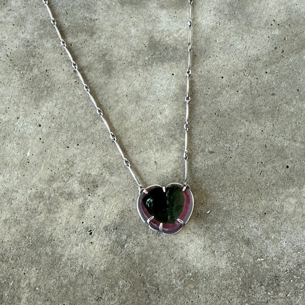 watermelon tourmaline heart necklace