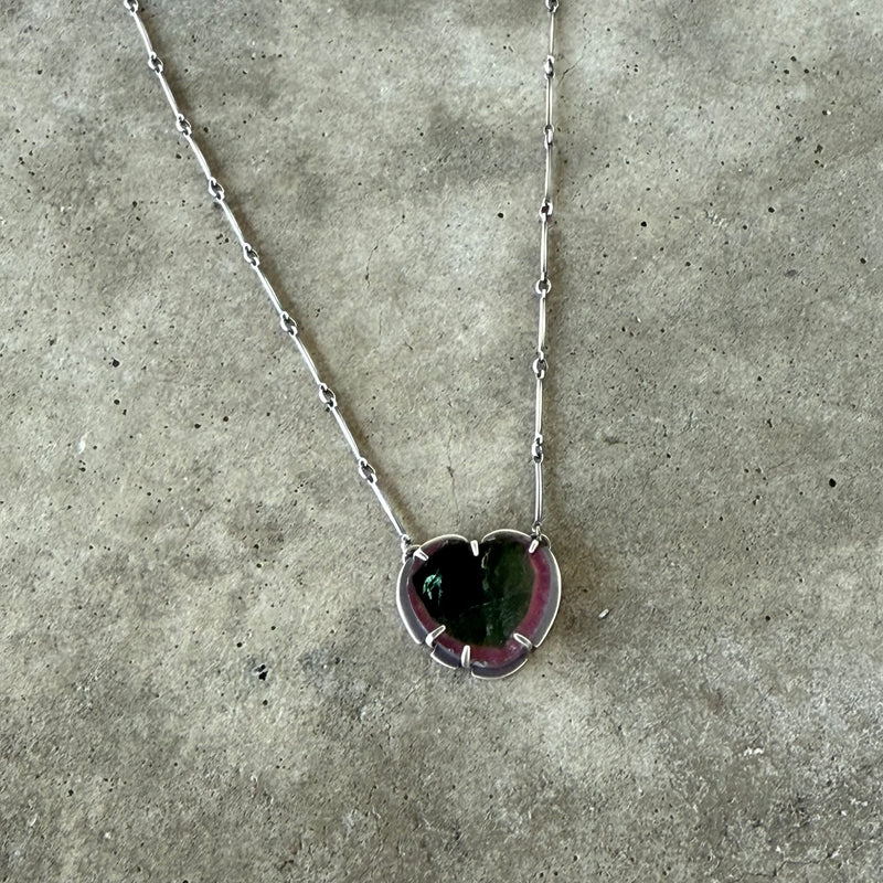 watermelon tourmaline heart necklace