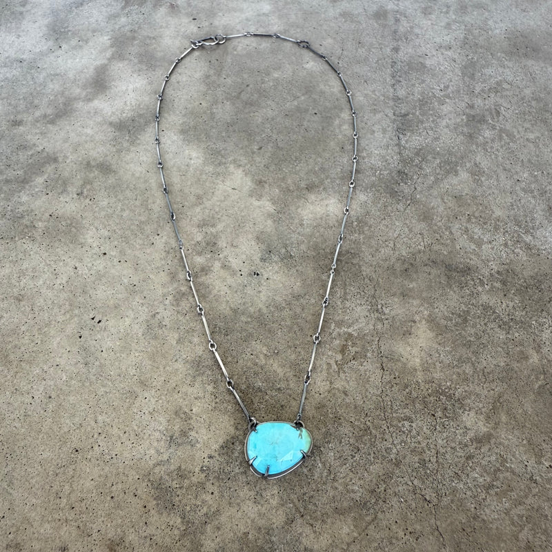 faceted turquoise single stone necklace