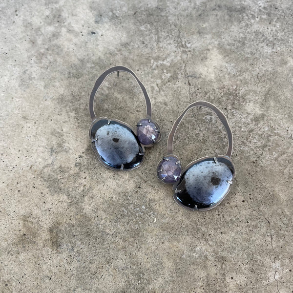 enamel and sapphire earrings