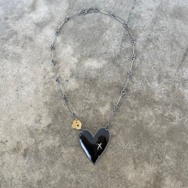 large heart and skull necklace