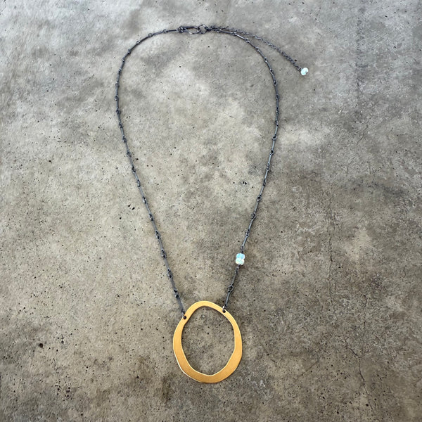 thin rough cut necklace with opal