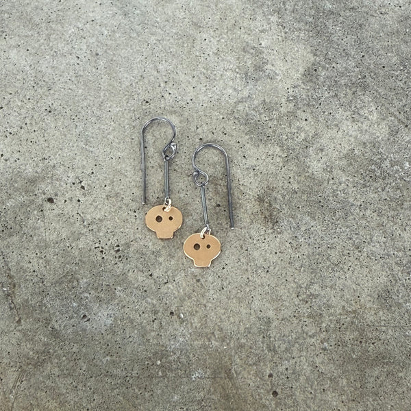 tiny skull dangle earrings