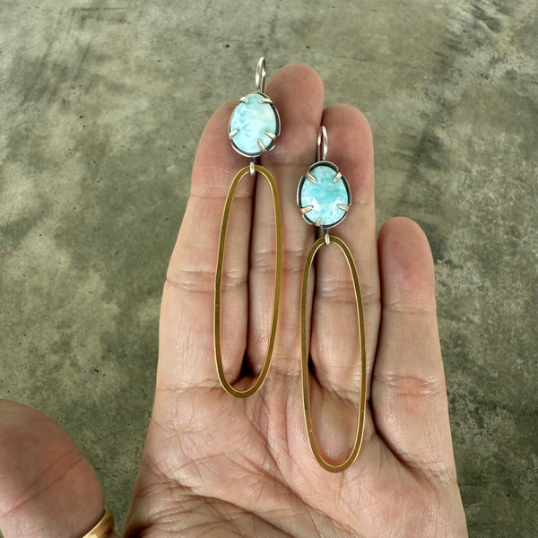 larimar long oval earrings