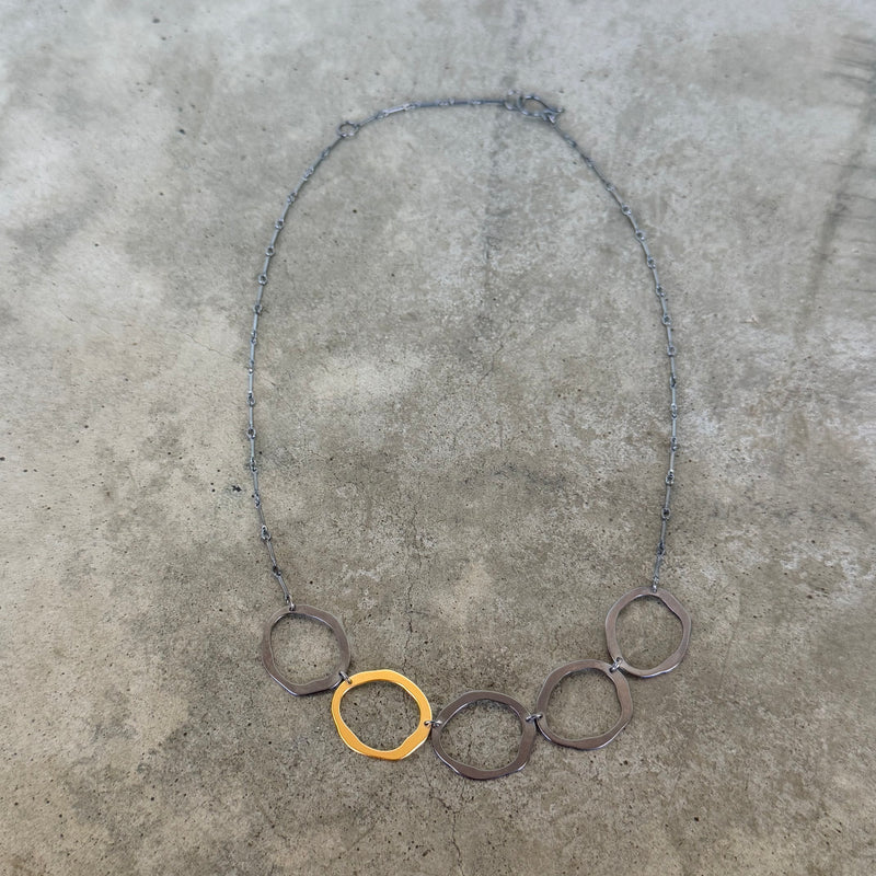 5 rough cut two tone necklace