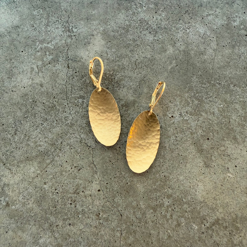 hammered oval earrings