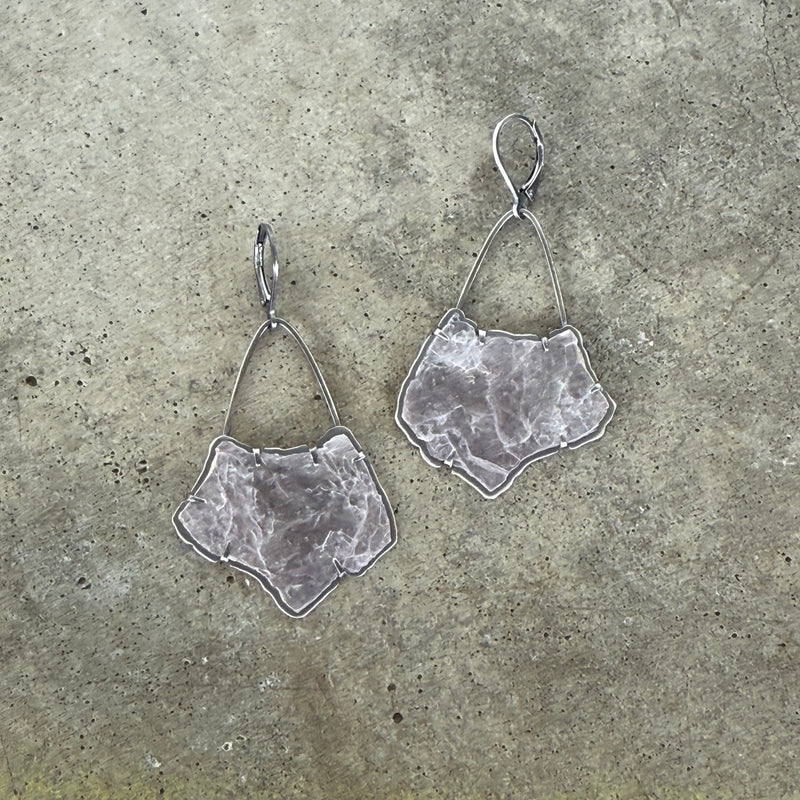 heart lepidolite earrings