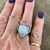 rainbow moonstone heart ring - Lisa Crowder Studio