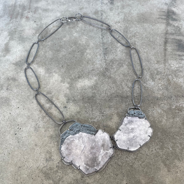 lepidolite and enamel necklace