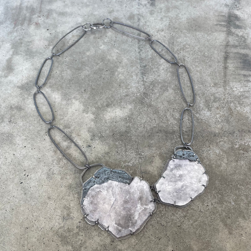 lepidolite and enamel necklace