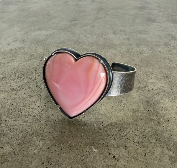 conch pink heart cuff bracelet