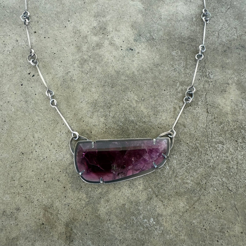 pink tourmaline slice necklace