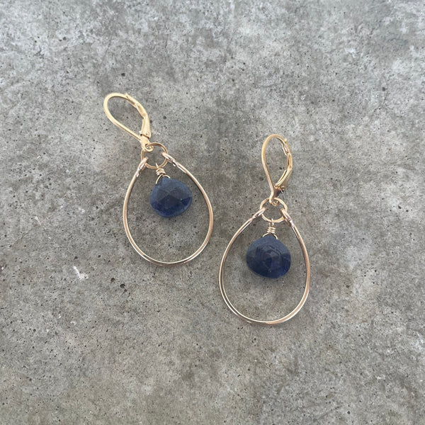 single stirrup earrings with sapphire
