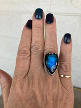 labradorite long heart ring - Lisa Crowder Studio