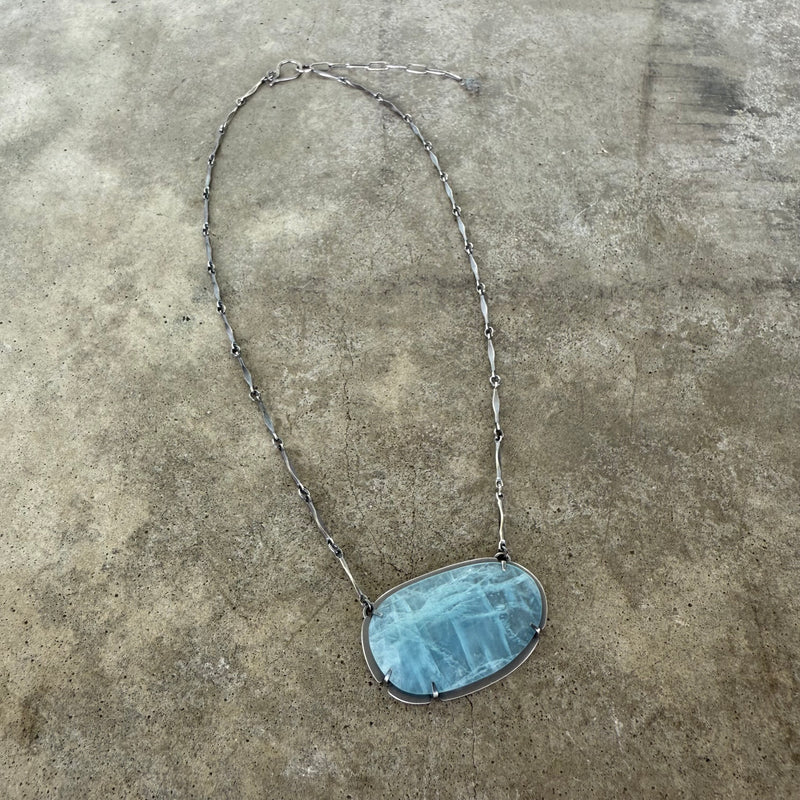 large faceted aquamarine necklace