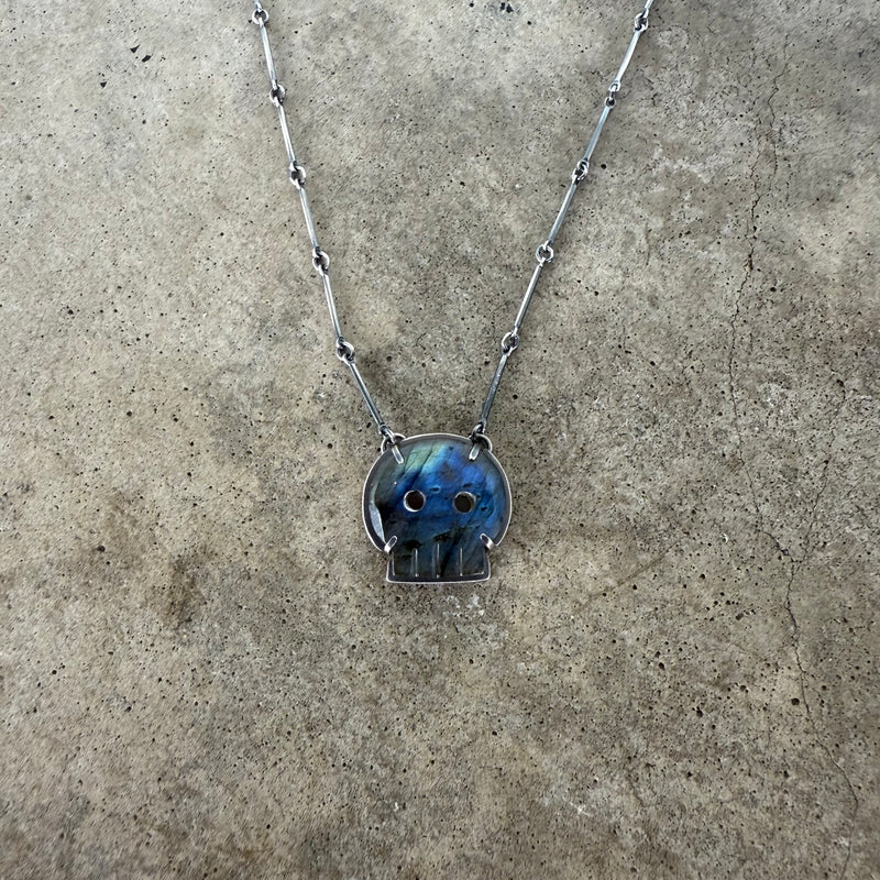 labradorite skull necklace