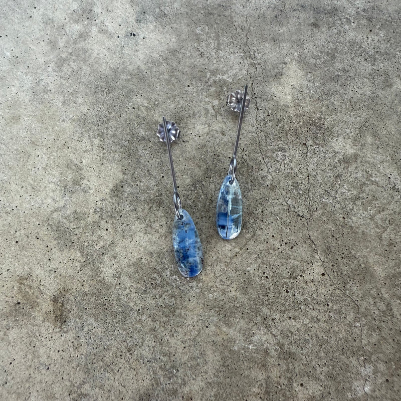 kyanite long bar post earrings