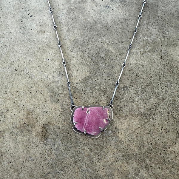 raw ruby single stone necklace