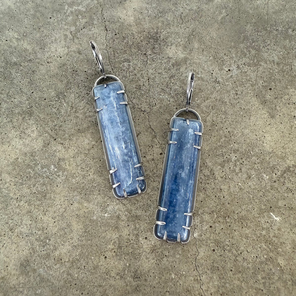 kyanite long rectangle earrings