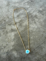 rose cut larimar necklace-med/gold