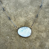 large rainbow moonstone 2 tone necklace - Lisa Crowder Studio