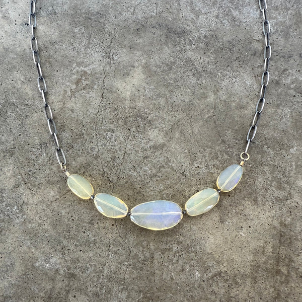 welo opal 5 stone necklace