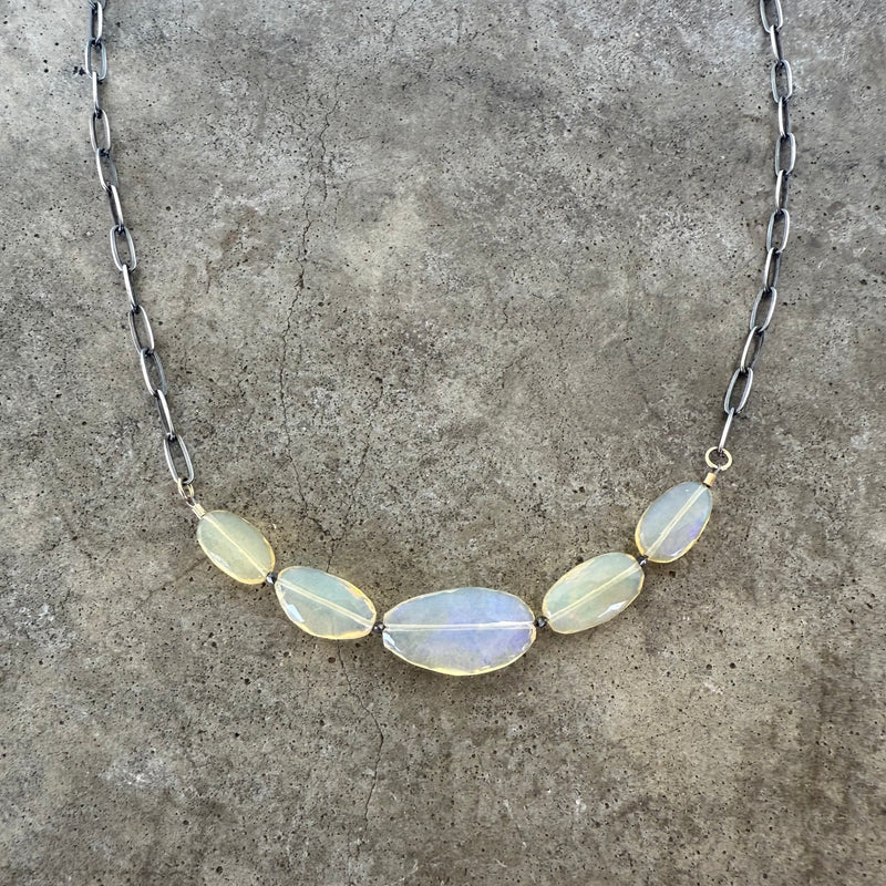welo opal 5 stone necklace