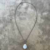 faceted rainbow moonstone teardrop necklace