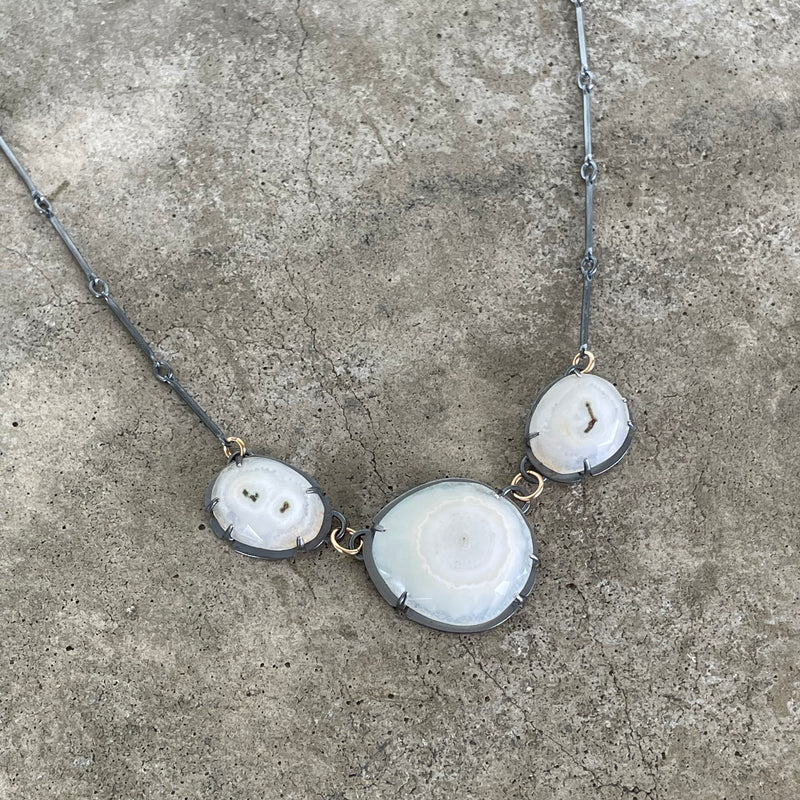 solar quartz trio necklace