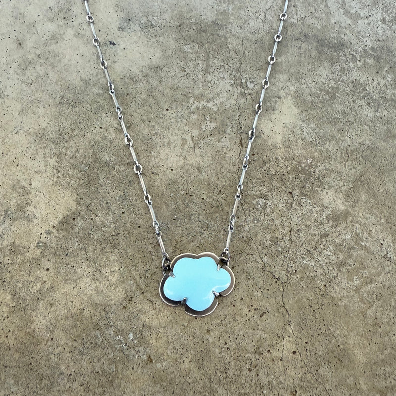 tiny white enamel cloud necklace