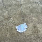 rainbow moonstone geometric necklace