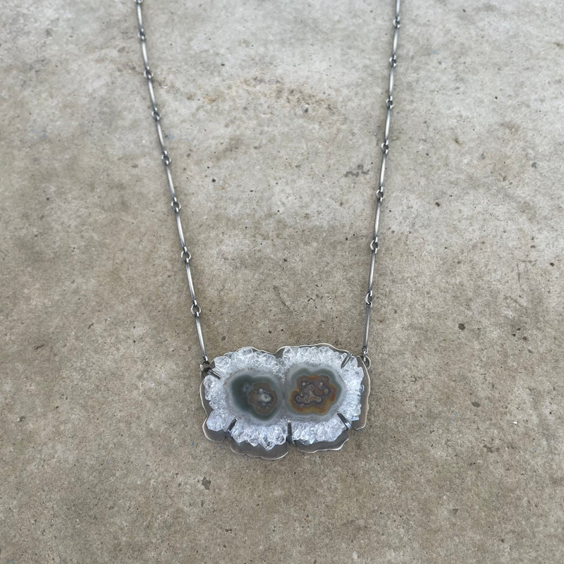 double eye solar quartz necklace