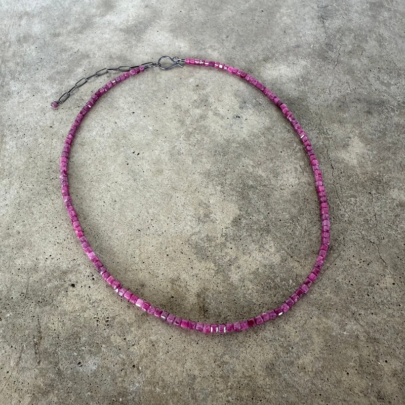 faceted ruby cube necklace