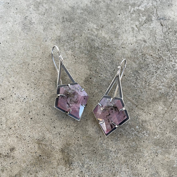 geometric sapphire earrings