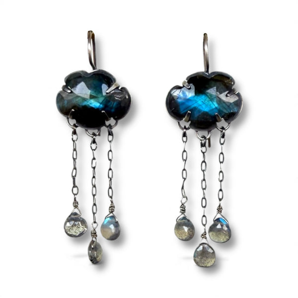 Faceted Labradorite Cloud Earrings