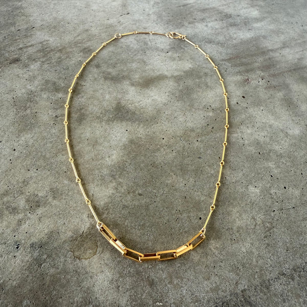 box chain layering necklace-gold