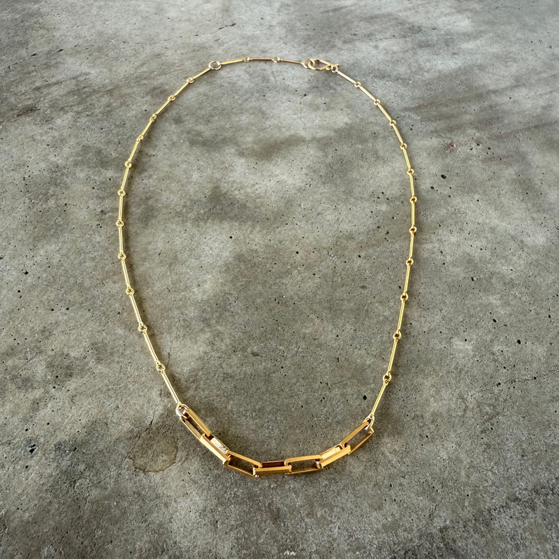 box chain layering necklace-gold