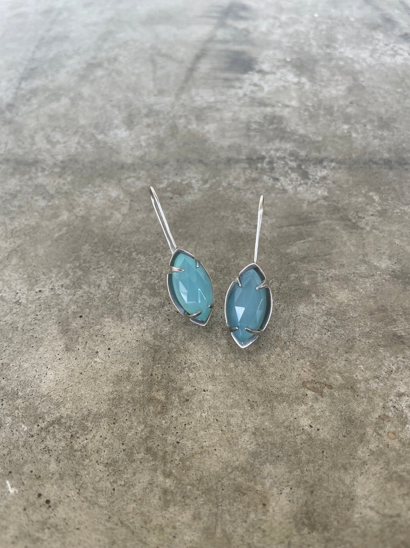 aqua chalcedony marquise earrings