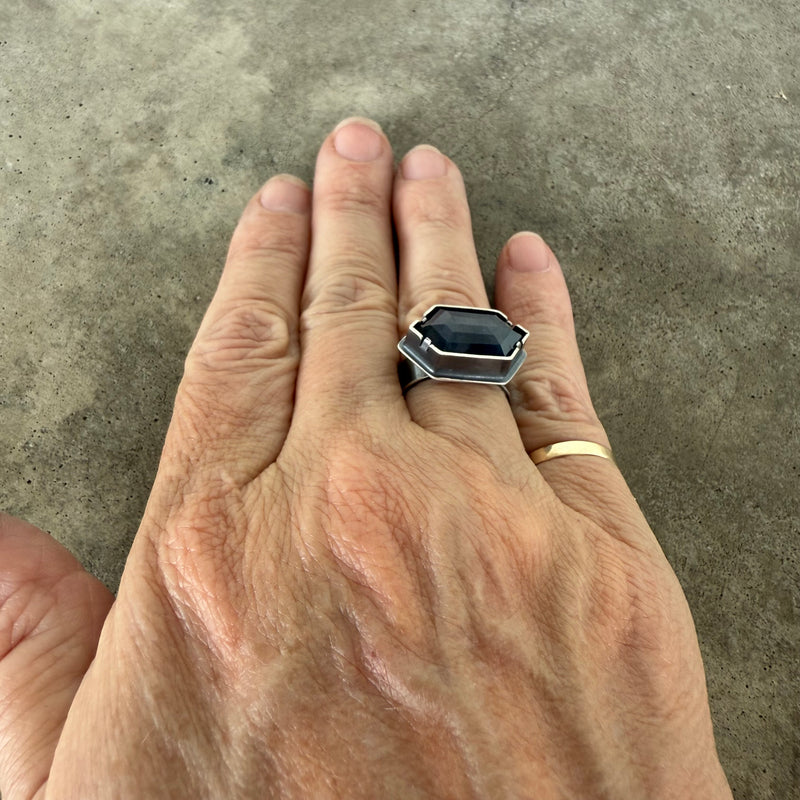geometric sapphire ring