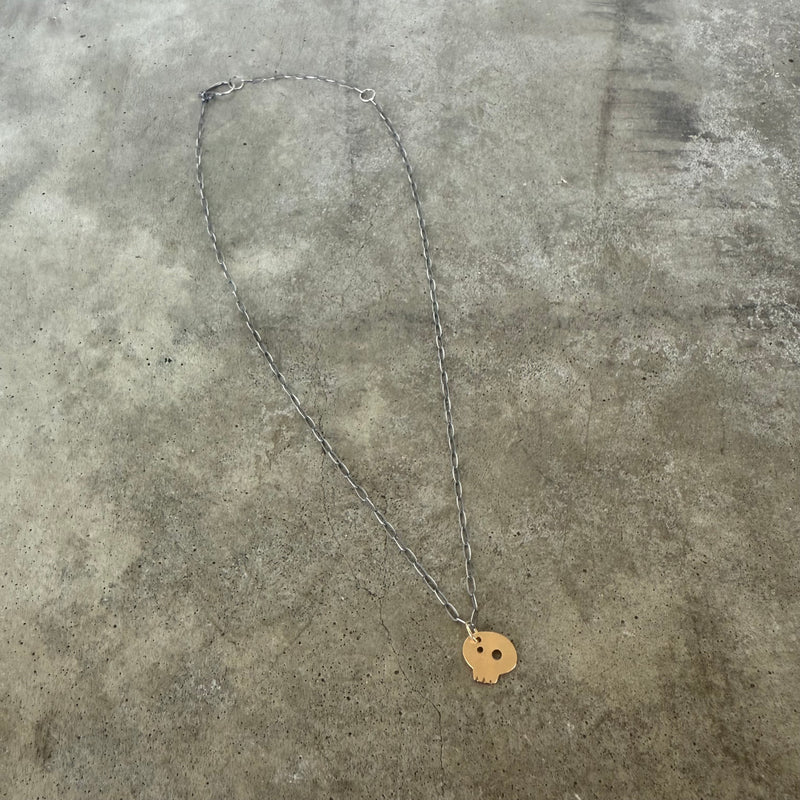 tiny vermeil skull necklace