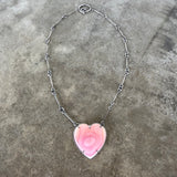 large pink conch heart necklace