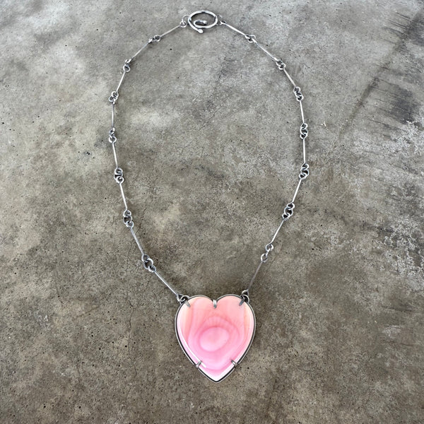 large pink conch heart necklace