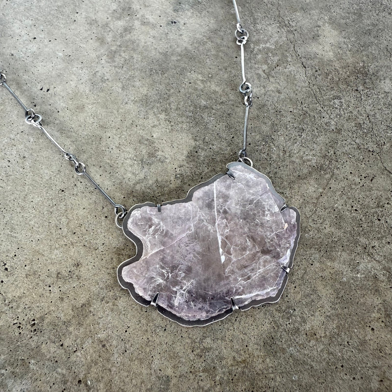 lepidolite freeform necklace