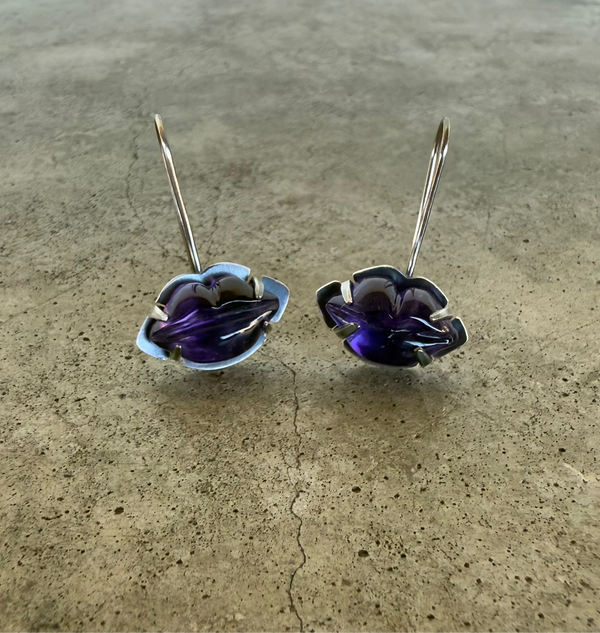 amethyst lip earrings