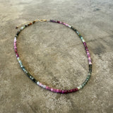 faceted watermelon tourmaline cube necklace