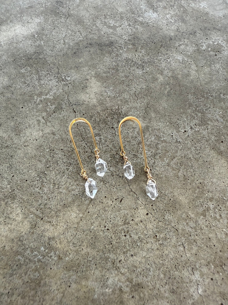 herkimer double drop earrings-vermeil